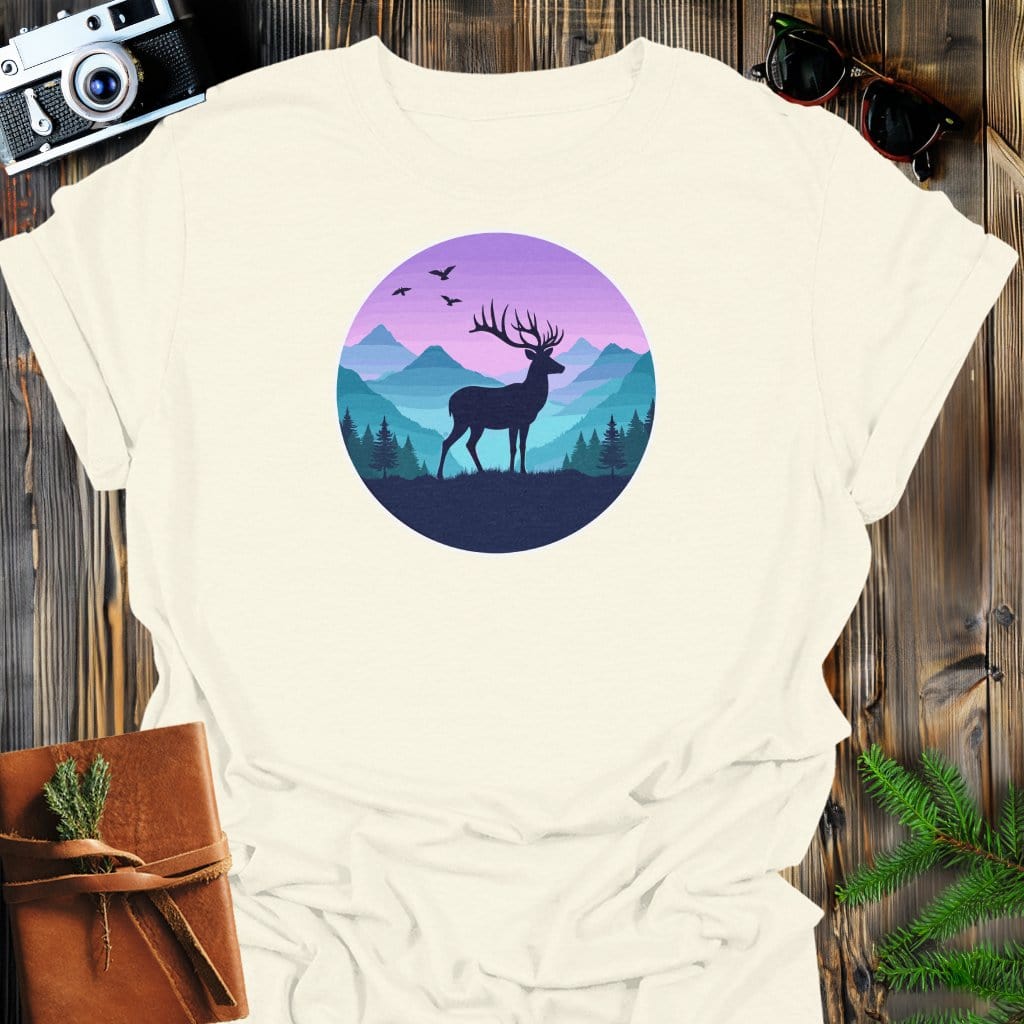 Twilight Buck T-Shirt In Natural / S Lightweight adventure tee for outdoor lovers Perfect for hiking camping or road trips Made from soft breathable cotton for all-day comfort Ideal for nature lovers and adventurers FAYO Threads outdoor apparel remember Fun Awaits You Outside