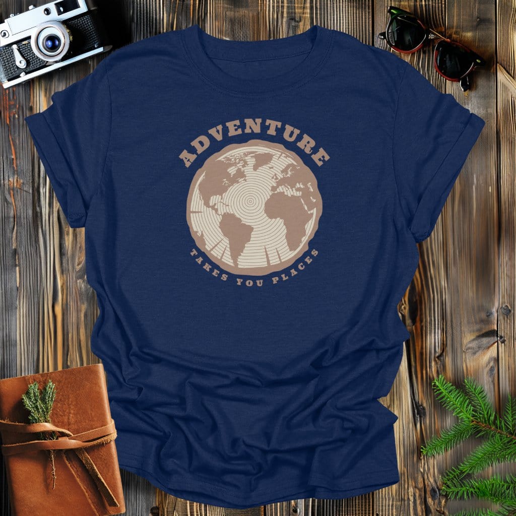 MyDesigns Physical Item S / Navy Adventure Takes You Places T-Shirt