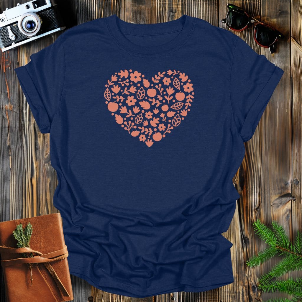 MyDesigns Physical Item S / Navy Autumn Heart T-Shirt