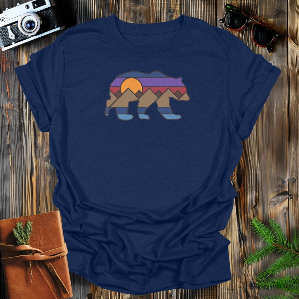 MyDesigns Physical Item S / Navy Bear Sunset T-Shirt