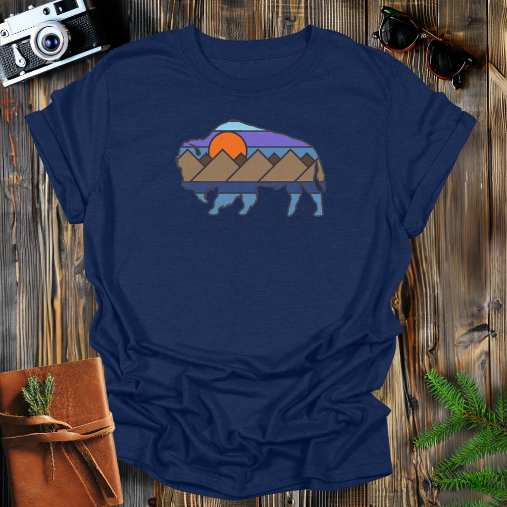 MyDesigns Physical Item S / Navy Buffalo Sunset T-Shirt