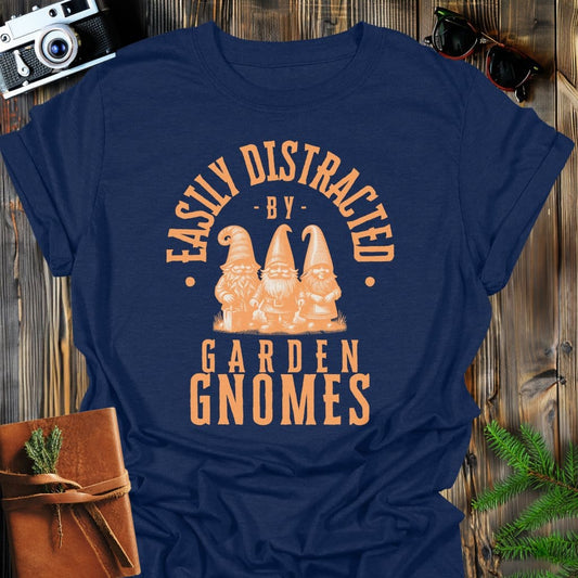 Distracted by Garden Gnomes T-Shirt In S / Navy Lightweight adventure tee for outdoor lovers Perfect for hiking camping or road trips Made from soft breathable cotton for all-day comfort Ideal for nature lovers and adventurers FAYO Threads outdoor apparel remember Fun Awaits You Outside