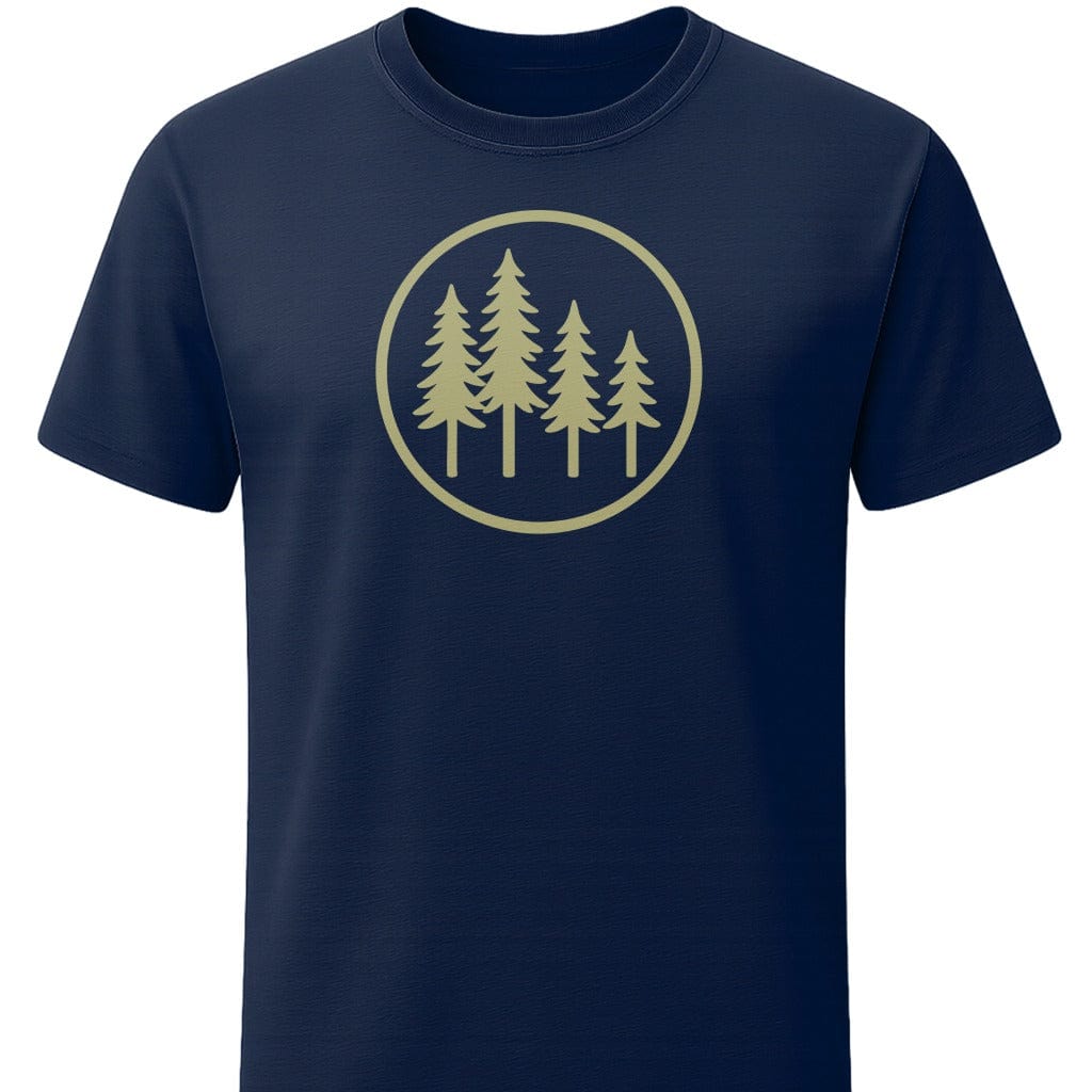 Evergreen Family T-Shirt In S / Navy Lightweight adventure tee for outdoor lovers Perfect for hiking camping or road trips Made from soft breathable cotton for all-day comfort Ideal for nature lovers and adventurers FAYO Threads outdoor apparel remember Fun Awaits You Outside