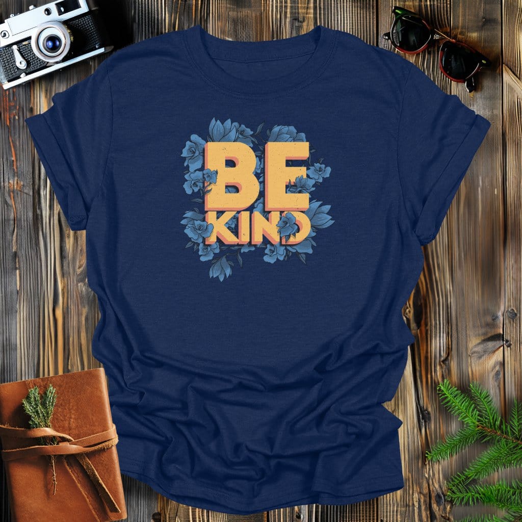 MyDesigns Physical Item S / Navy Floral Be Kind Long Sleeve T-Shirt