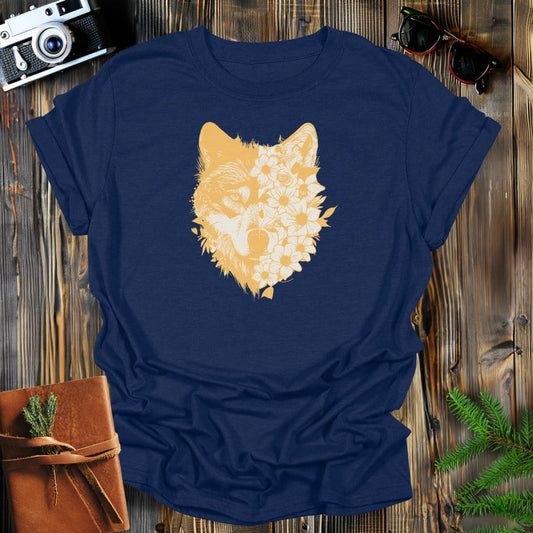 MyDesigns Physical Item S / Navy Floral Wolf Long Sleeve T-Shirt