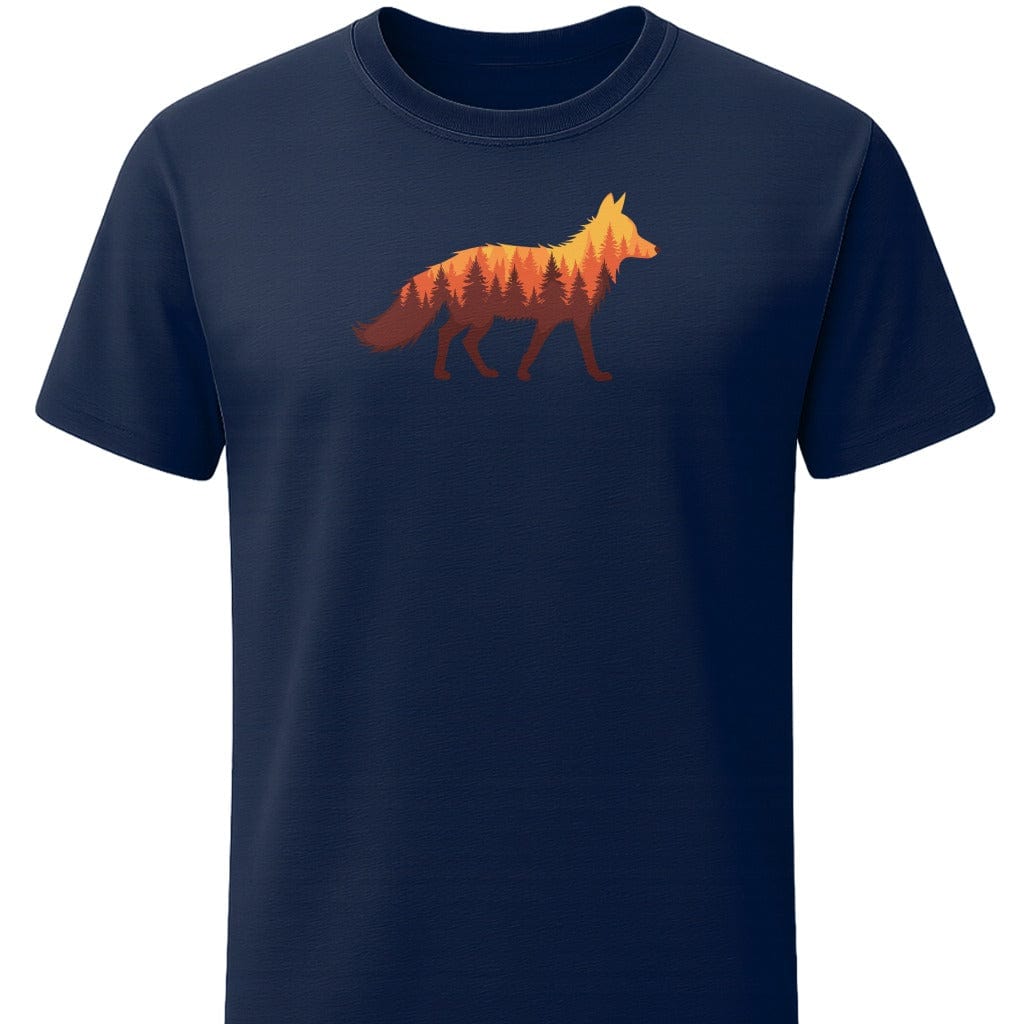 Forest Fox T-Shirt In S / Navy Lightweight adventure tee for outdoor lovers Perfect for hiking camping or road trips Made from soft breathable cotton for all-day comfort Ideal for nature lovers and adventurers FAYO Threads outdoor apparel remember Fun Awaits You Outside