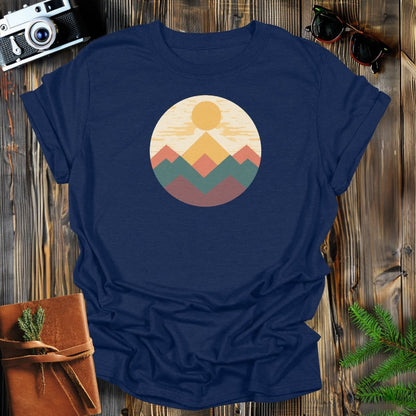 MyDesigns Physical Item S / Navy Geometric Mountain Sunset Long Sleeve T-Shirt