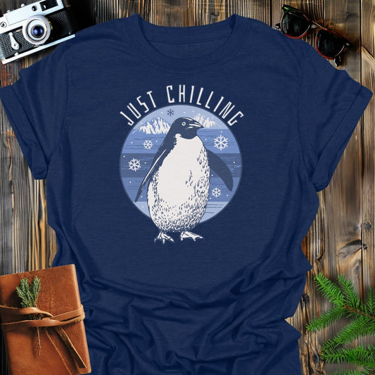 Just Chilling T-Shirt In Navy / S Lightweight adventure tee for outdoor lovers Perfect for hiking camping or road trips Made from soft breathable cotton for all-day comfort Ideal for nature lovers and adventurers FAYO Threads outdoor apparel remember Fun Awaits You Outside