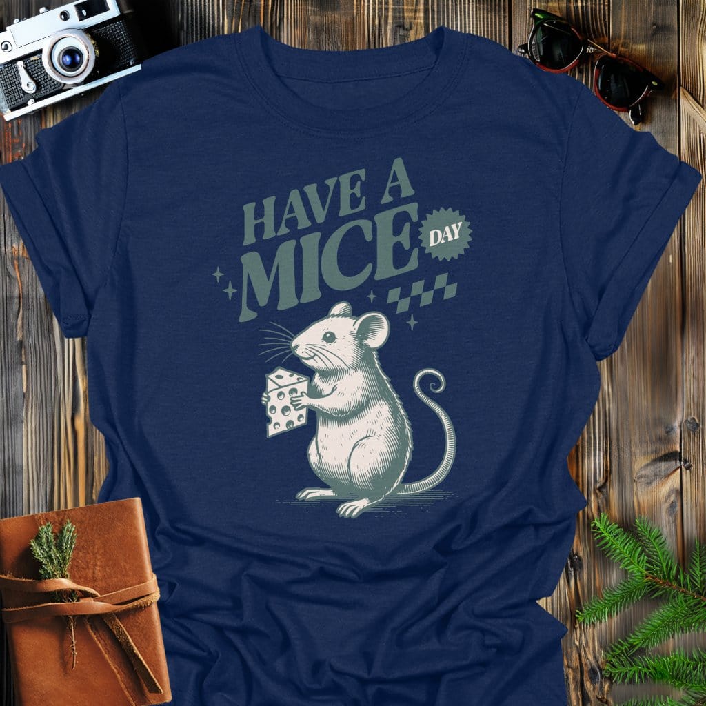 Mice Day T-Shirt In Navy / S Lightweight adventure tee for outdoor lovers Perfect for hiking camping or road trips Made from soft breathable cotton for all-day comfort Ideal for nature lovers and adventurers FAYO Threads outdoor apparel remember Fun Awaits You Outside