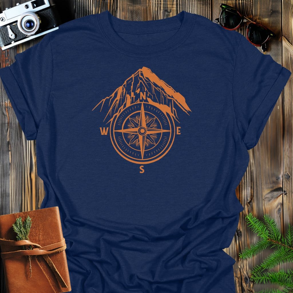 Mountain Compass T-Shirt In Navy / S Lightweight adventure tee for outdoor lovers Perfect for hiking camping or road trips Made from soft breathable cotton for all-day comfort Ideal for nature lovers and adventurers FAYO Threads outdoor apparel remember Fun Awaits You Outside