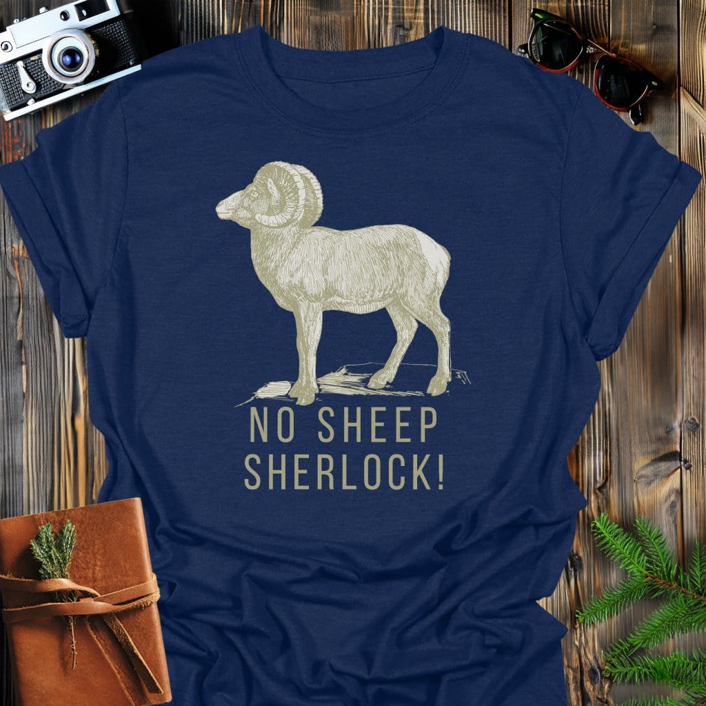 No Sheep Sherlock T-Shirt In Navy / S Lightweight adventure tee for outdoor lovers Perfect for hiking camping or road trips Made from soft breathable cotton for all-day comfort Ideal for nature lovers and adventurers FAYO Threads outdoor apparel remember Fun Awaits You Outside