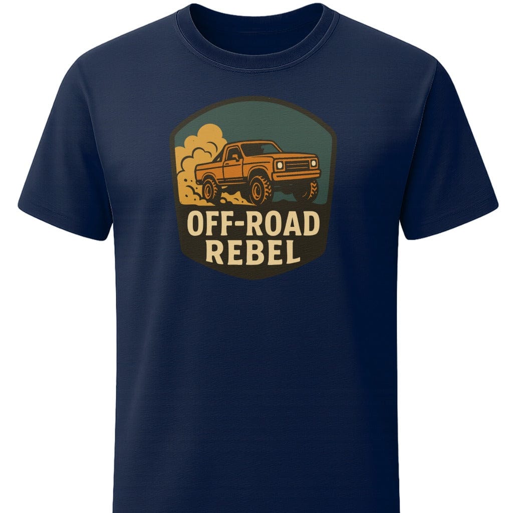 Off-Road Rebel 4x4 T-Shirt In S / Navy Lightweight adventure tee for outdoor lovers Perfect for hiking camping or road trips Made from soft breathable cotton for all-day comfort Ideal for nature lovers and adventurers FAYO Threads outdoor apparel remember Fun Awaits You Outside