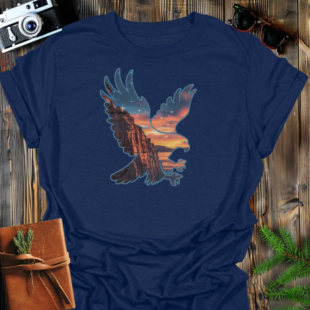 Skybound Spirit T-Shirt In Navy / S Lightweight adventure tee for outdoor lovers Perfect for hiking camping or road trips Made from soft breathable cotton for all-day comfort Ideal for nature lovers and adventurers FAYO Threads outdoor apparel remember Fun Awaits You Outside