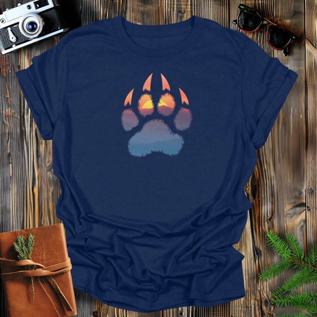 MyDesigns Physical Item S / Navy Sunset Paw T-Shirt