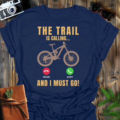Trail Is Calling T-Shirt In Navy / S Lightweight adventure tee for outdoor lovers Perfect for hiking camping or road trips Made from soft breathable cotton for all-day comfort Ideal for nature lovers and adventurers FAYO Threads outdoor apparel remember Fun Awaits You Outside