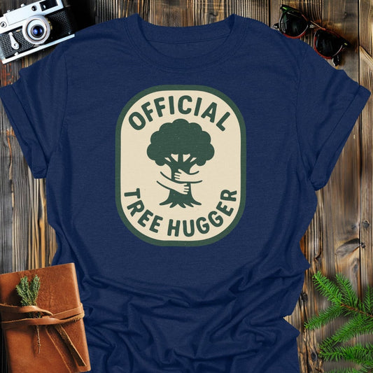 Tree Hugger Official T-Shirt In S / Navy Lightweight adventure tee for outdoor lovers Perfect for hiking camping or road trips Made from soft breathable cotton for all-day comfort Ideal for nature lovers and adventurers FAYO Threads outdoor apparel remember Fun Awaits You Outside