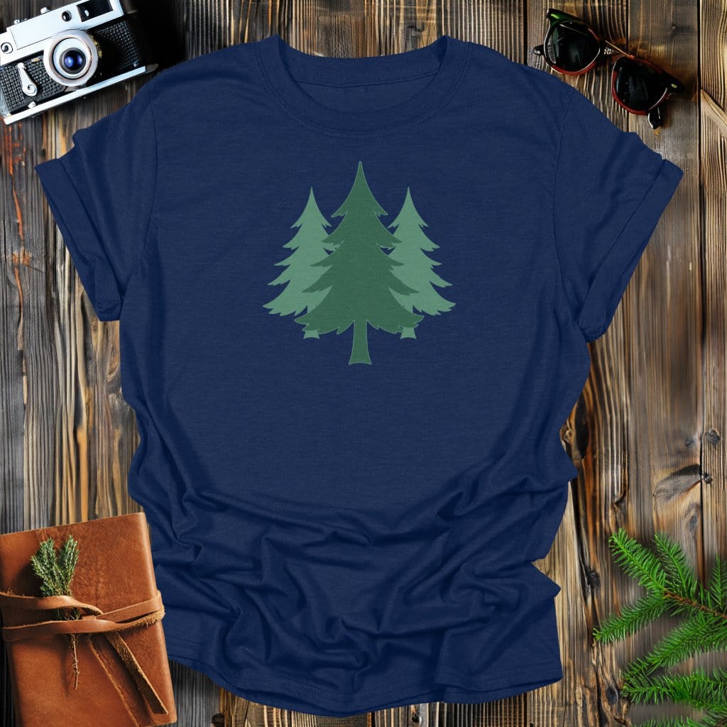 MyDesigns Physical Item S / Navy Triple Evergreen T-Shirt