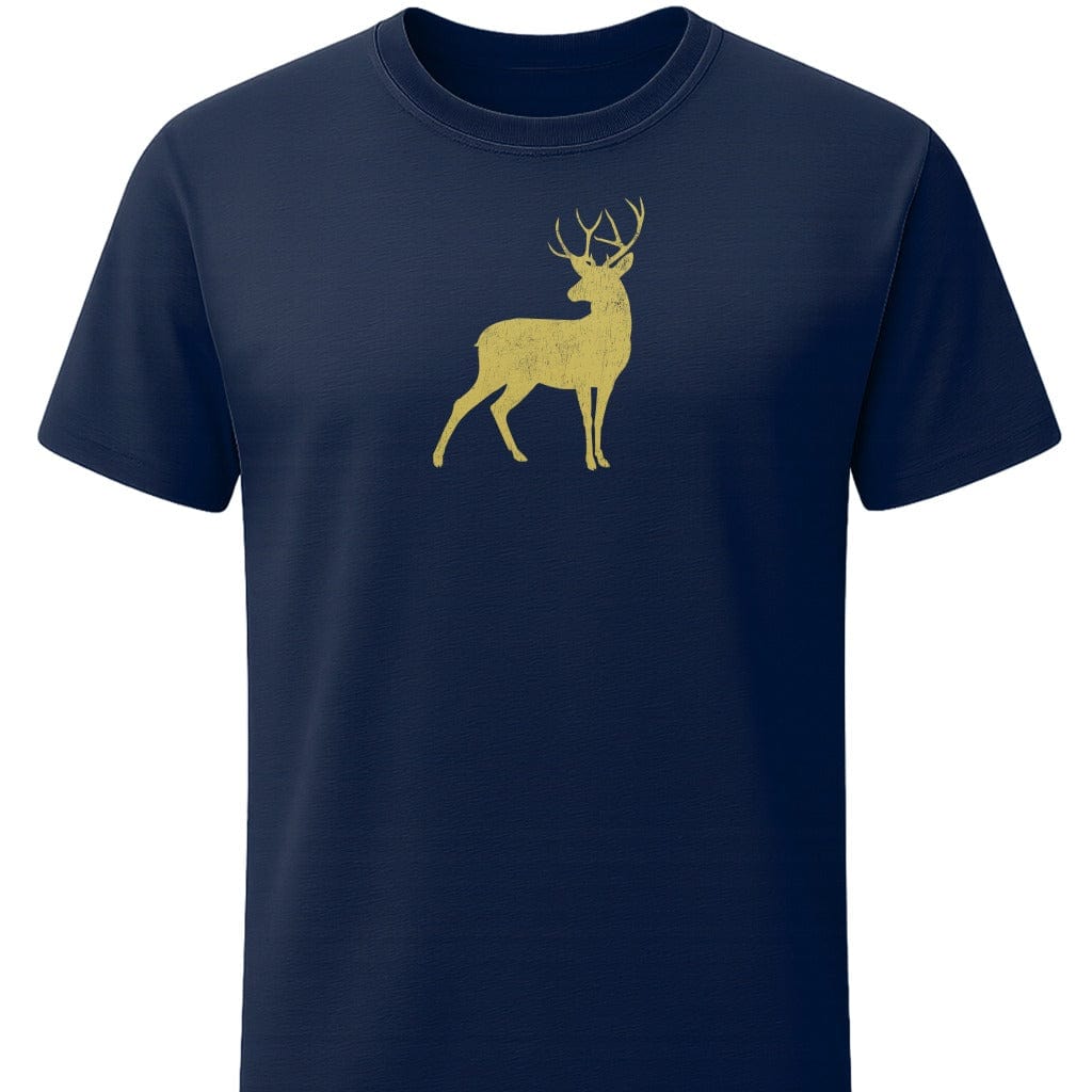 Vintage Golden Buck T-Shirt In S / Navy Lightweight adventure tee for outdoor lovers Perfect for hiking camping or road trips Made from soft breathable cotton for all-day comfort Ideal for nature lovers and adventurers FAYO Threads outdoor apparel remember Fun Awaits You Outside