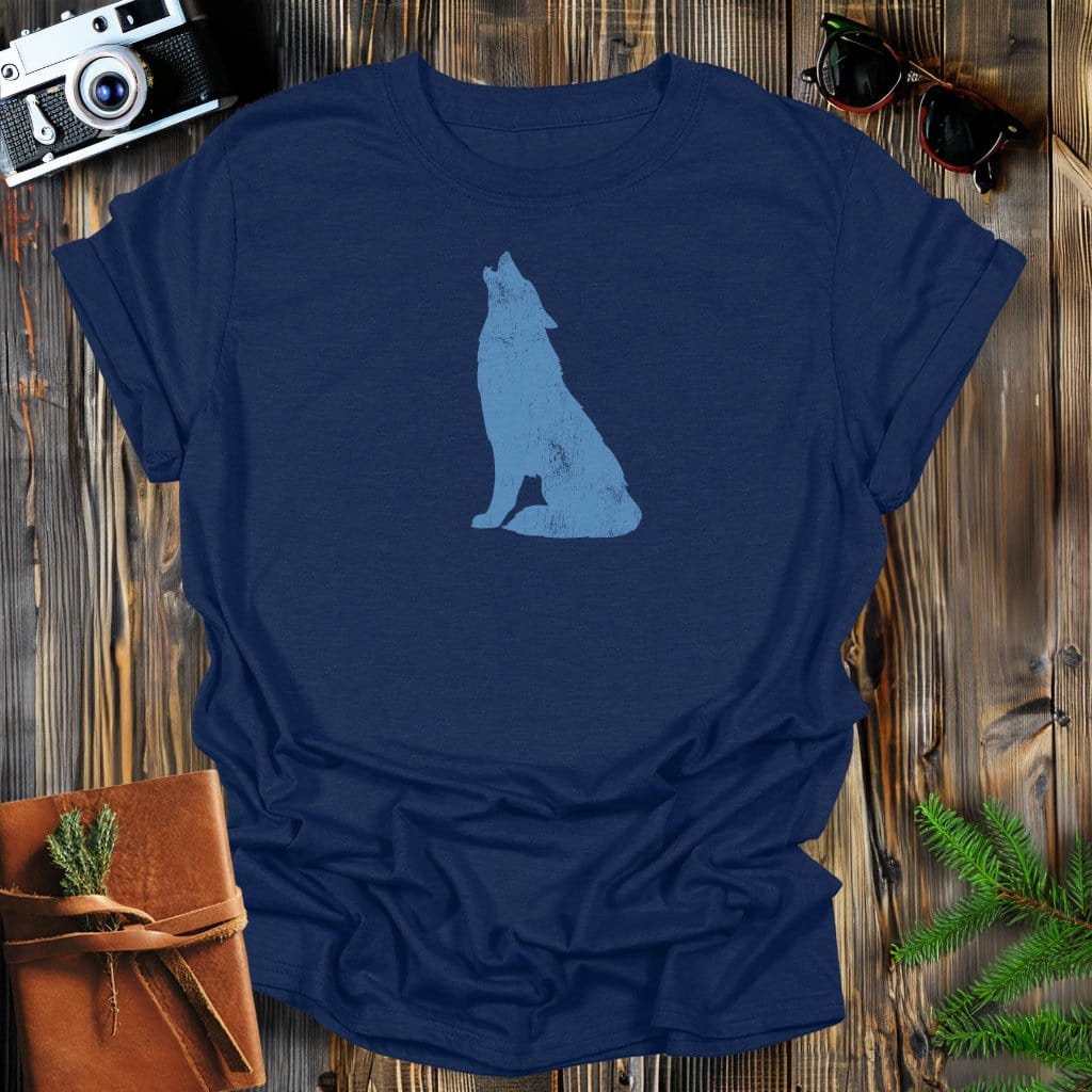 MyDesigns Physical Item S / Navy Vintage Howling Wolf T-Shirt