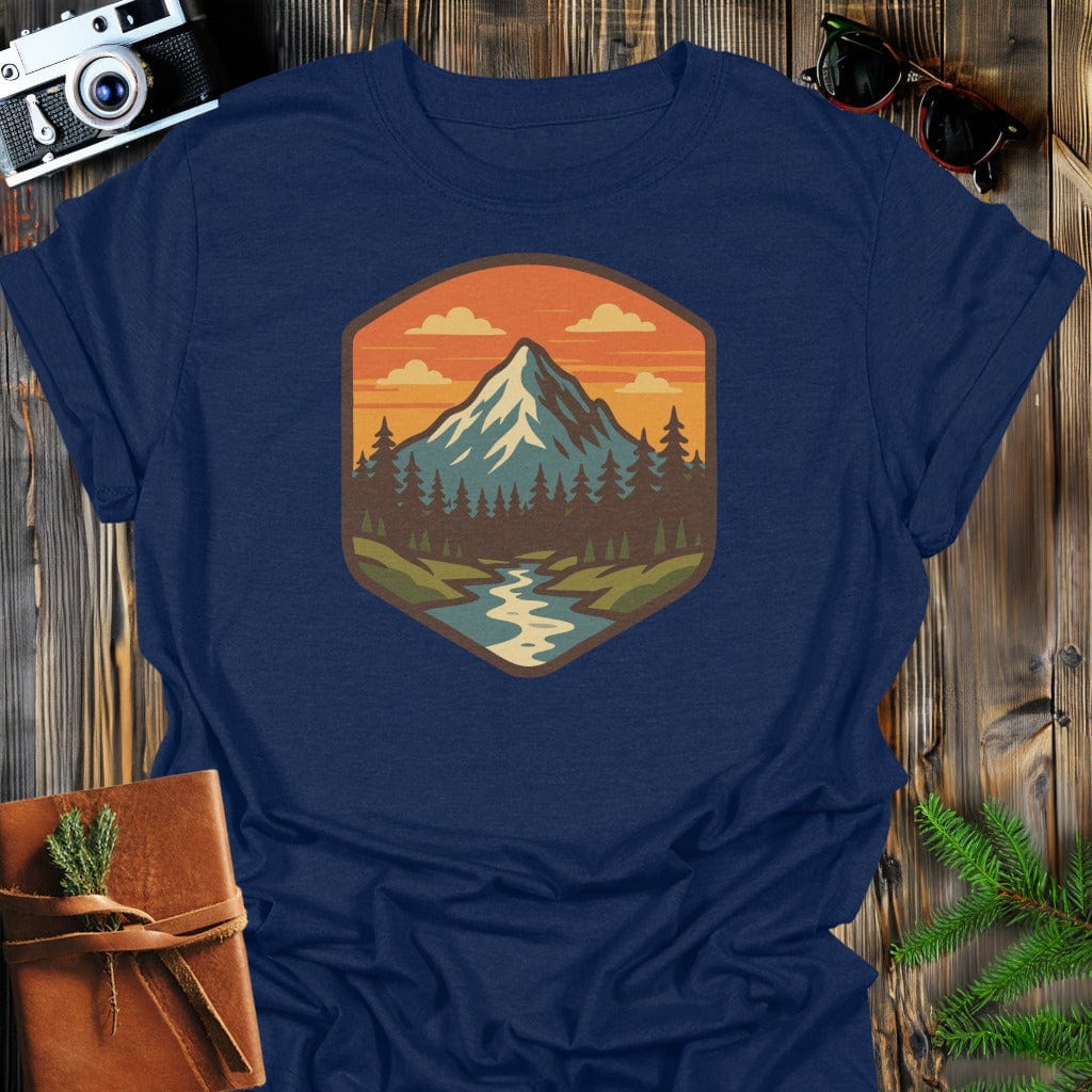 Vintage Majestic Mountain T-Shirt In S / Navy Lightweight adventure tee for outdoor lovers Perfect for hiking camping or road trips Made from soft breathable cotton for all-day comfort Ideal for nature lovers and adventurers FAYO Threads outdoor apparel remember Fun Awaits You Outside