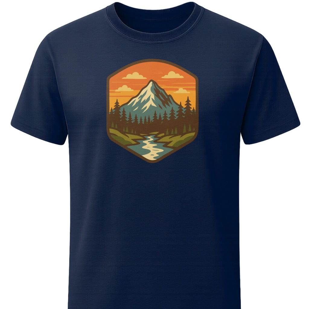 Vintage Majestic Mountain T-Shirt In S / Navy Lightweight adventure tee for outdoor lovers Perfect for hiking camping or road trips Made from soft breathable cotton for all-day comfort Ideal for nature lovers and adventurers FAYO Threads outdoor apparel remember Fun Awaits You Outside