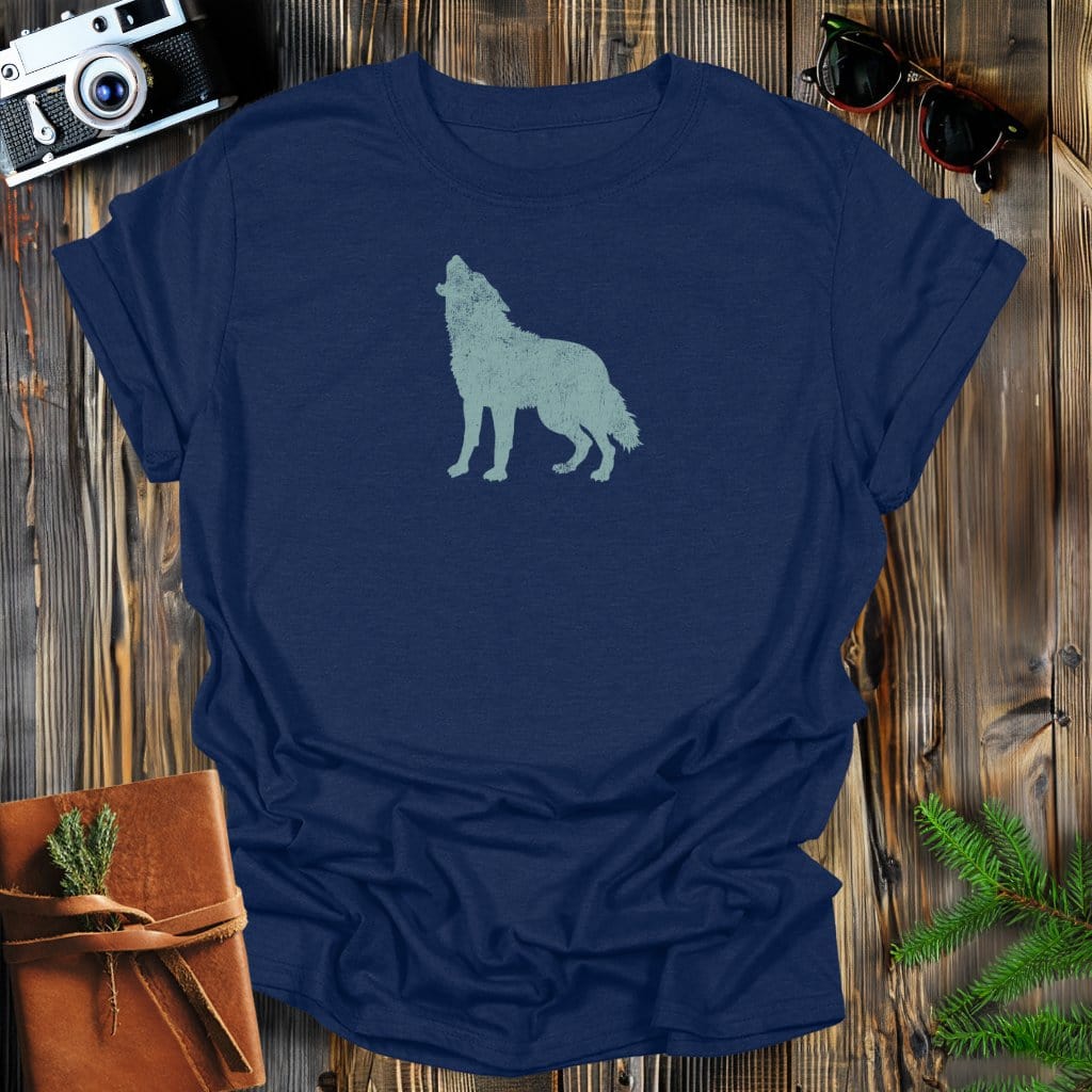 MyDesigns Physical Item S / Navy Vintage Wolf T-Shirt