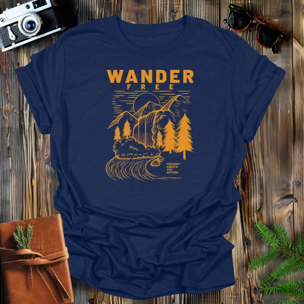 MyDesigns Physical Item S / Navy Wander Free Waterfall T-Shirt