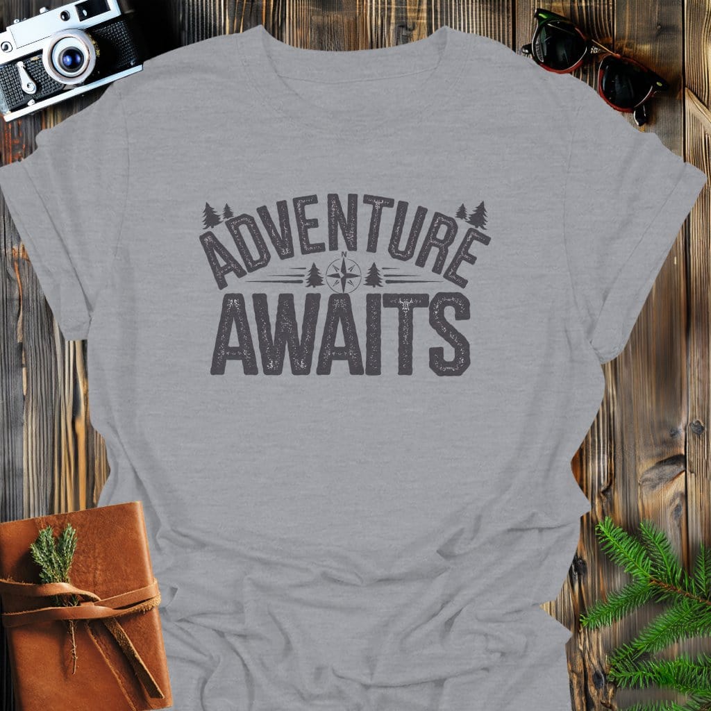 MyDesigns Physical Item S / Sport Grey Adventure Awaits T-Shirt