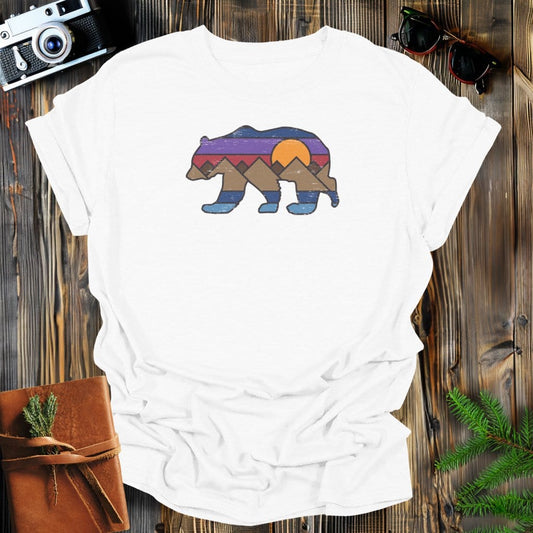 MyDesigns Physical Item S / White Distressed Bear Sunset T-Shirt