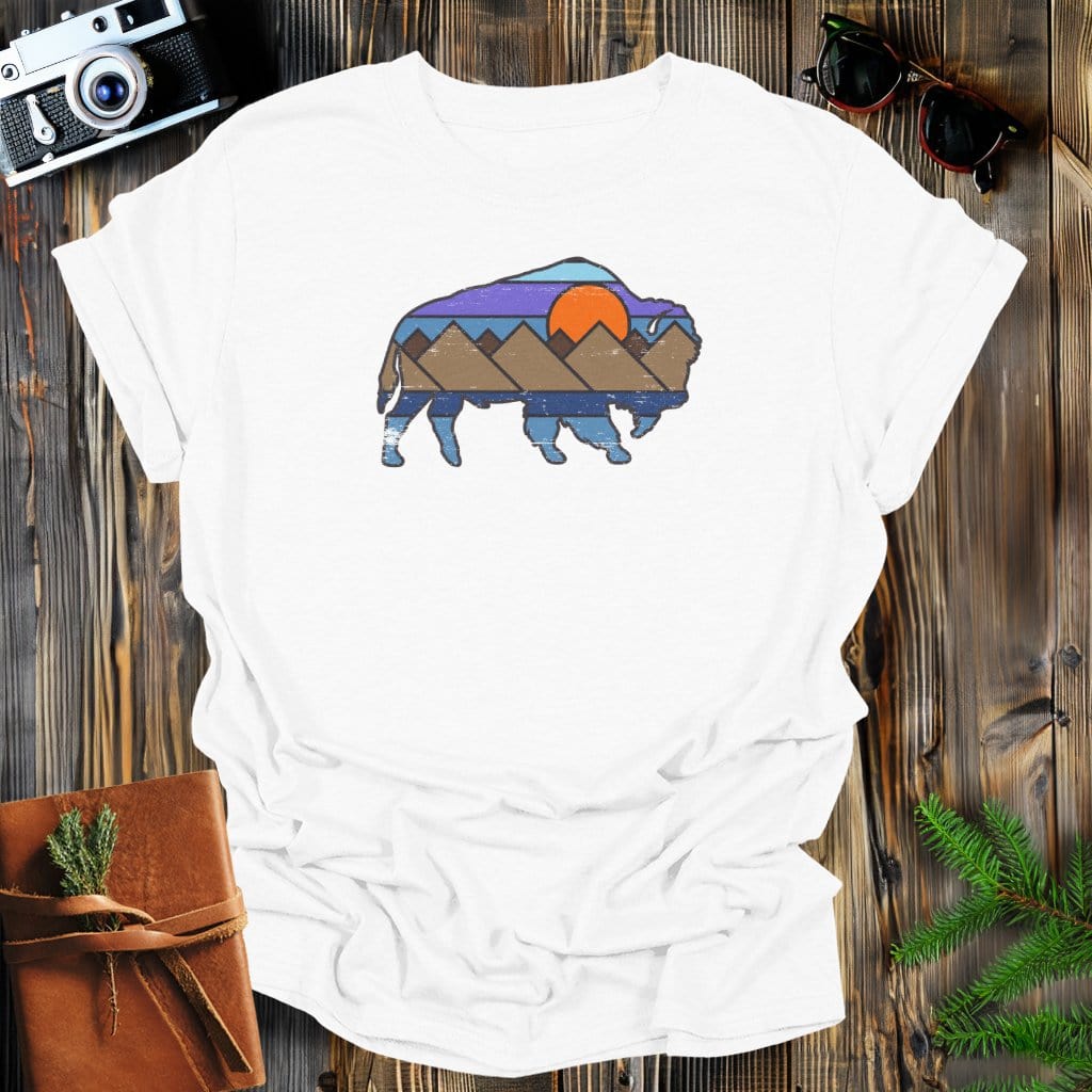 MyDesigns Physical Item S / White Distressed Buffalo Sunset T-Shirt