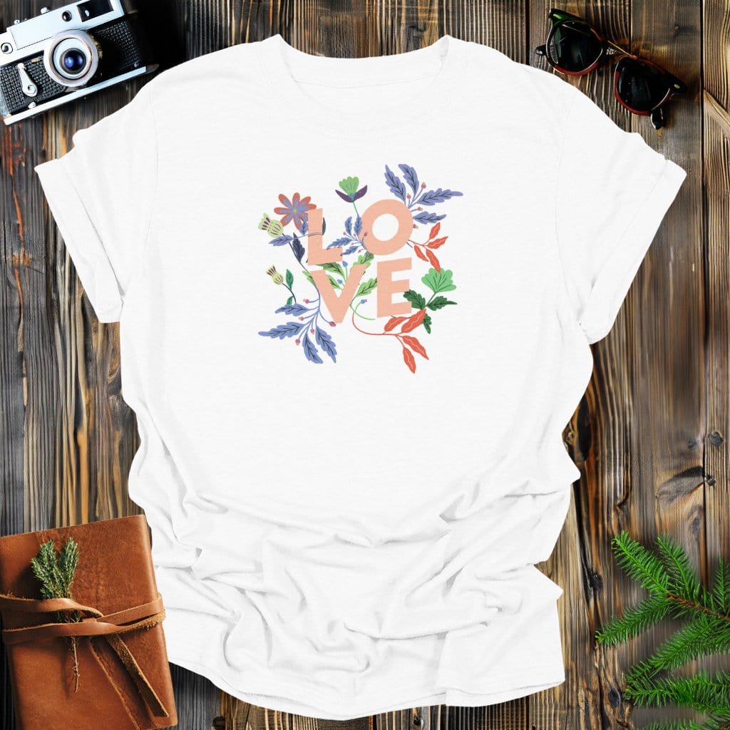 MyDesigns Physical Item S / White Floral Love Long Sleeve T-Shirt