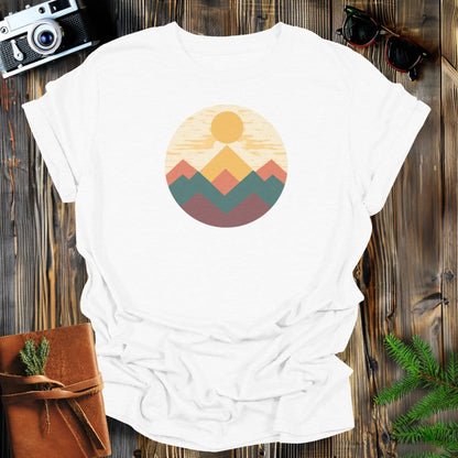 MyDesigns Physical Item S / White Geometric Mountain Sunset Long Sleeve T-Shirt