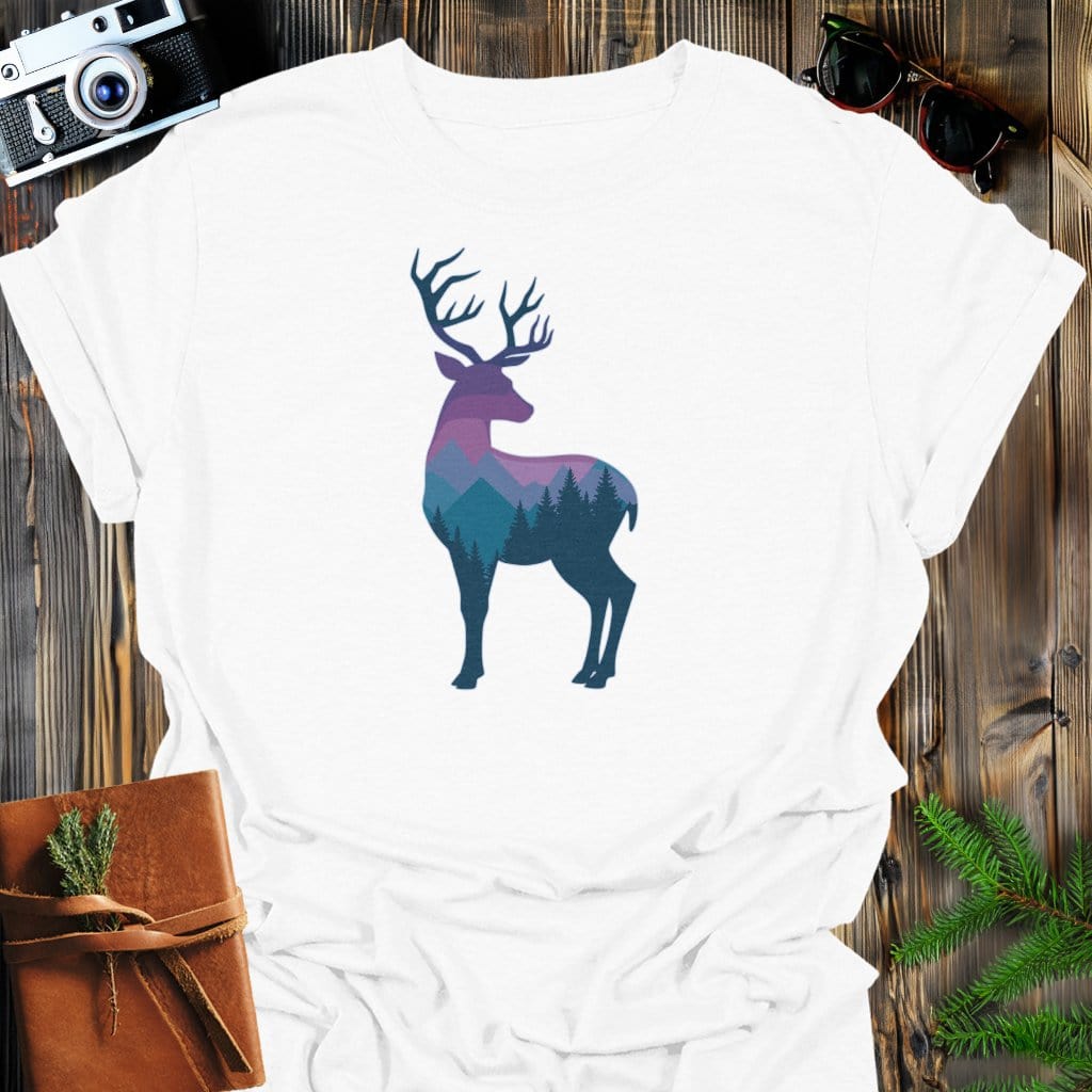 Mountain Buck T-Shirt In White / S Lightweight adventure tee for outdoor lovers Perfect for hiking camping or road trips Made from soft breathable cotton for all-day comfort Ideal for nature lovers and adventurers FAYO Threads outdoor apparel remember Fun Awaits You Outside