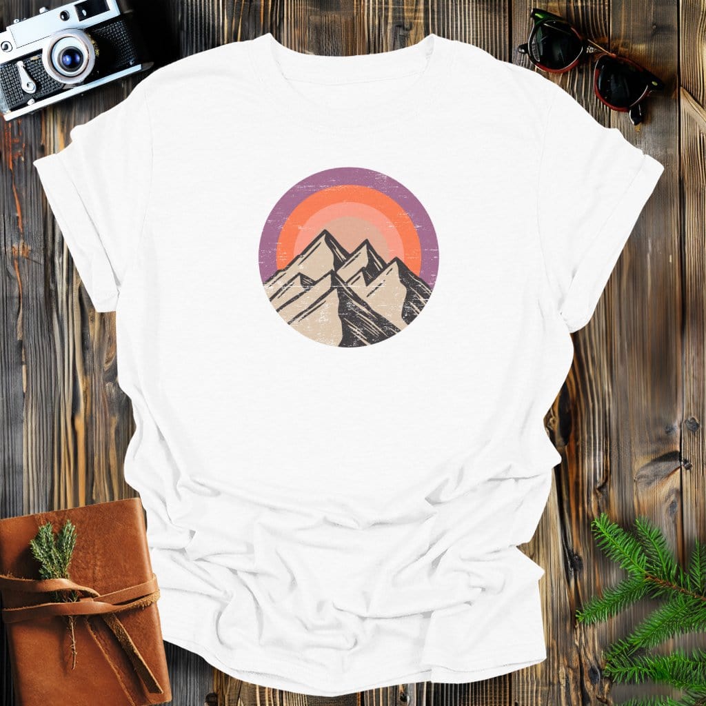 MyDesigns Physical Item S / White Purple Skies and Mountains T-Shirt