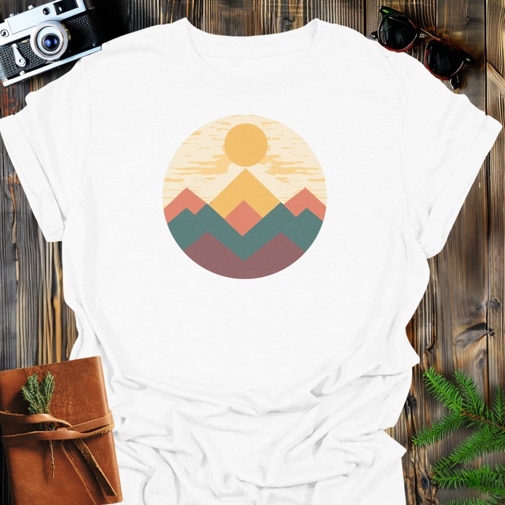 Retro Horizon T-Shirt In White / S Lightweight adventure tee for outdoor lovers Perfect for hiking camping or road trips Made from soft breathable cotton for all-day comfort Ideal for nature lovers and adventurers FAYO Threads outdoor apparel remember Fun Awaits You Outside