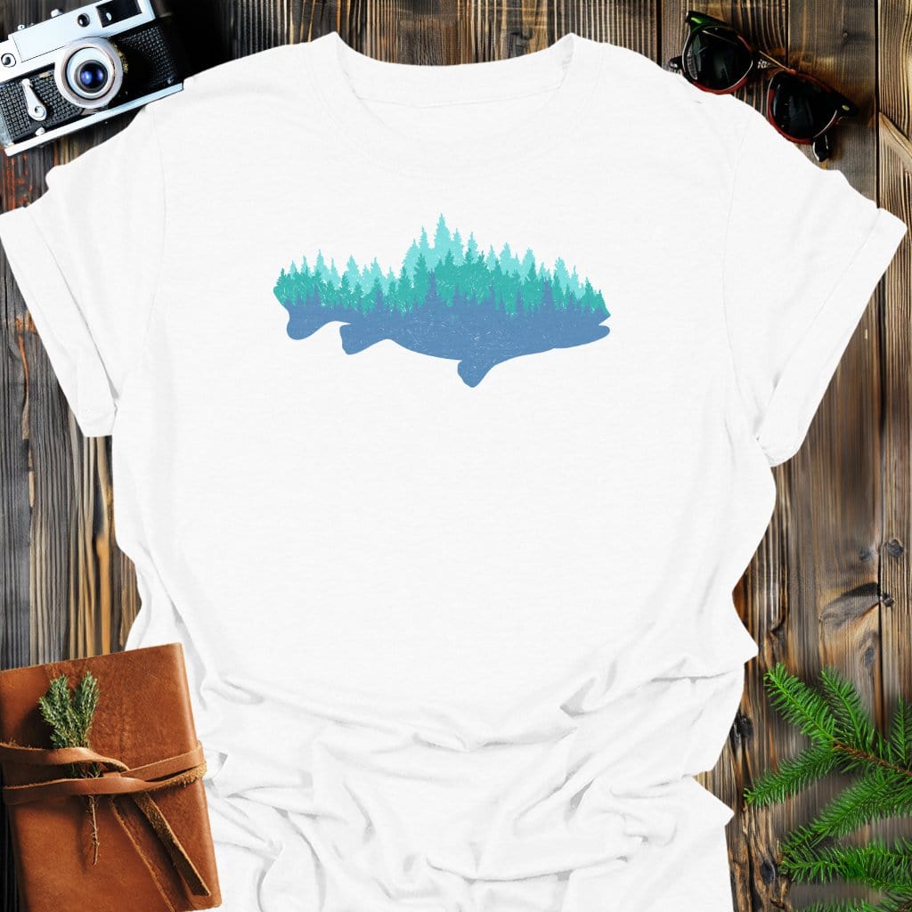 Timber Trout T-Shirt In White / S Lightweight adventure tee for outdoor lovers Perfect for hiking camping or road trips Made from soft breathable cotton for all-day comfort Ideal for nature lovers and adventurers FAYO Threads outdoor apparel remember Fun Awaits You Outside