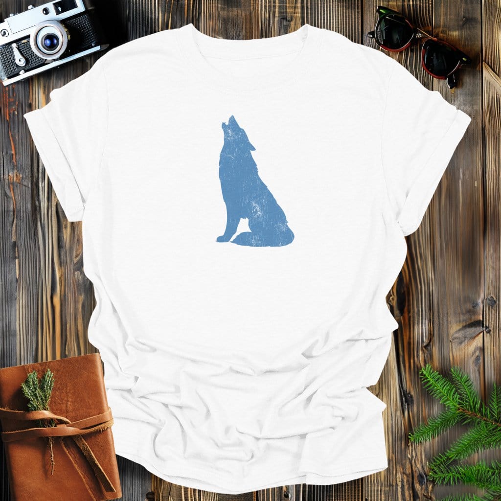 MyDesigns Physical Item S / White Vintage Howling Wolf T-Shirt