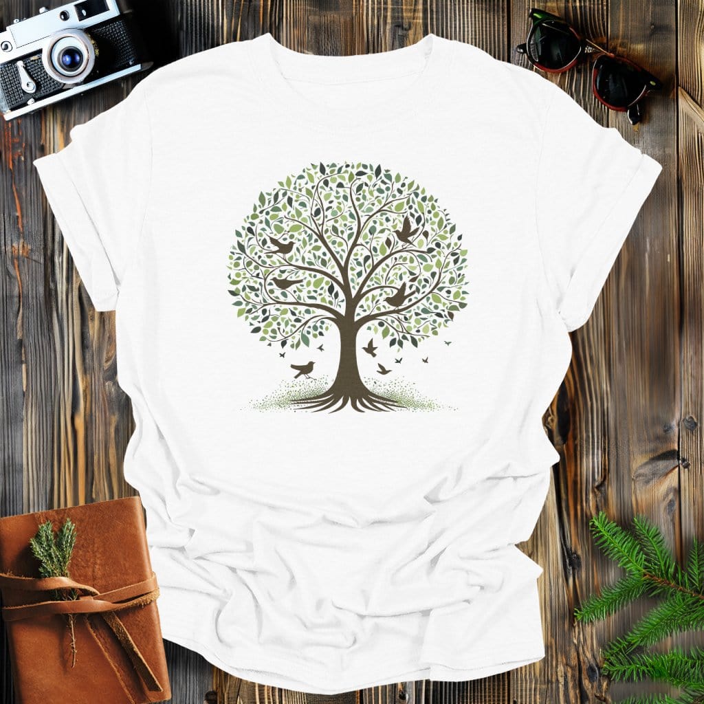 MyDesigns Physical Item White / S Beautiful Tree and Birds T-Shirt