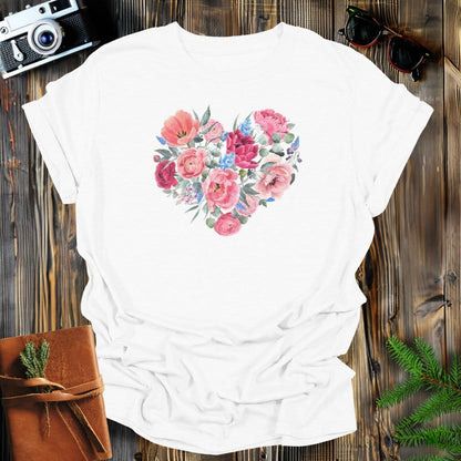 MyDesigns Physical Item White / S Floral Heart T-Shirt