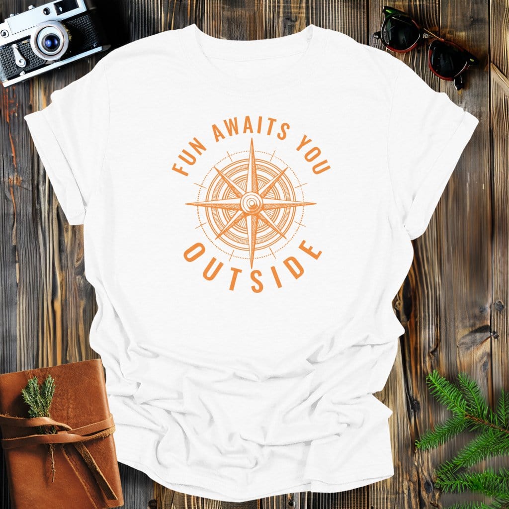 MyDesigns Physical Item White / S Fun Awaits You Outside Compass T-Shirt