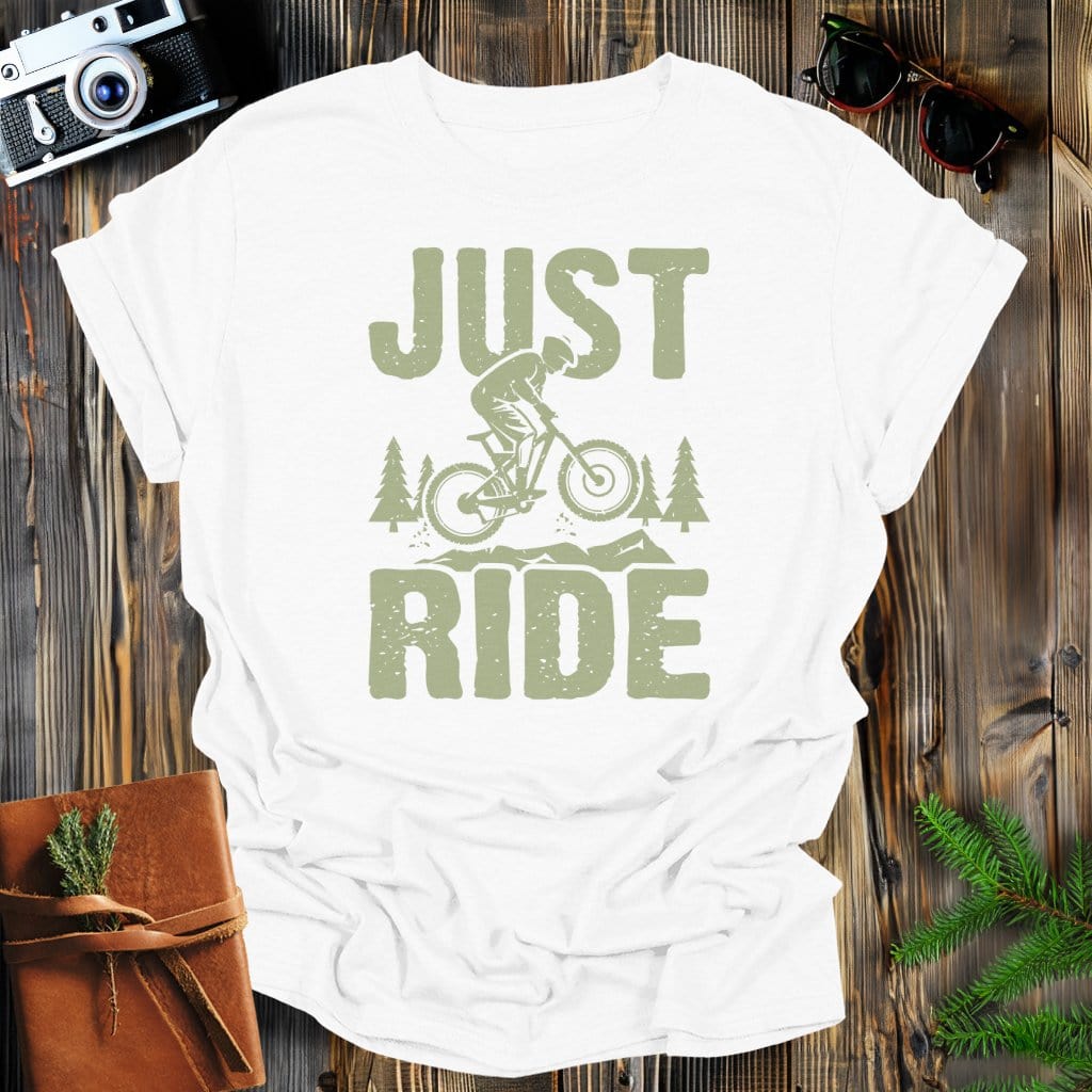 MyDesigns Physical Item White / S Just Ride Mountain Bikes T-Shirt