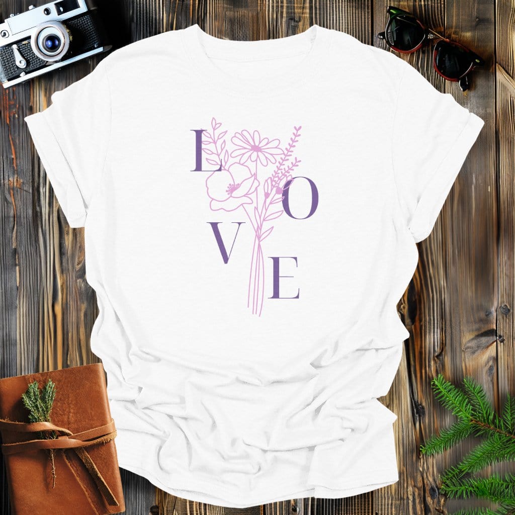 MyDesigns Physical Item White / S Love Flowers T-Shirt