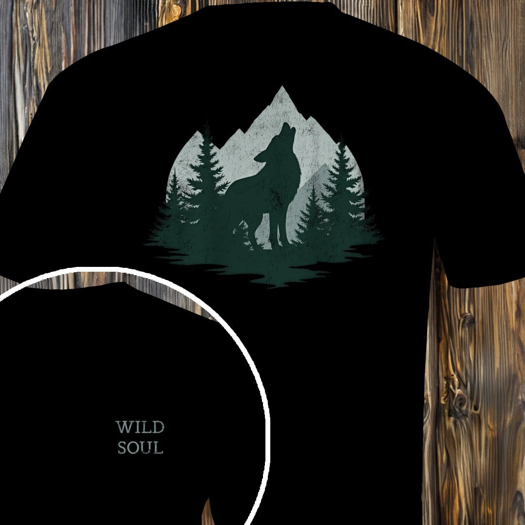 MyDesigns T-Shirt Black / S Distressed Howling Wolf T-Shirt