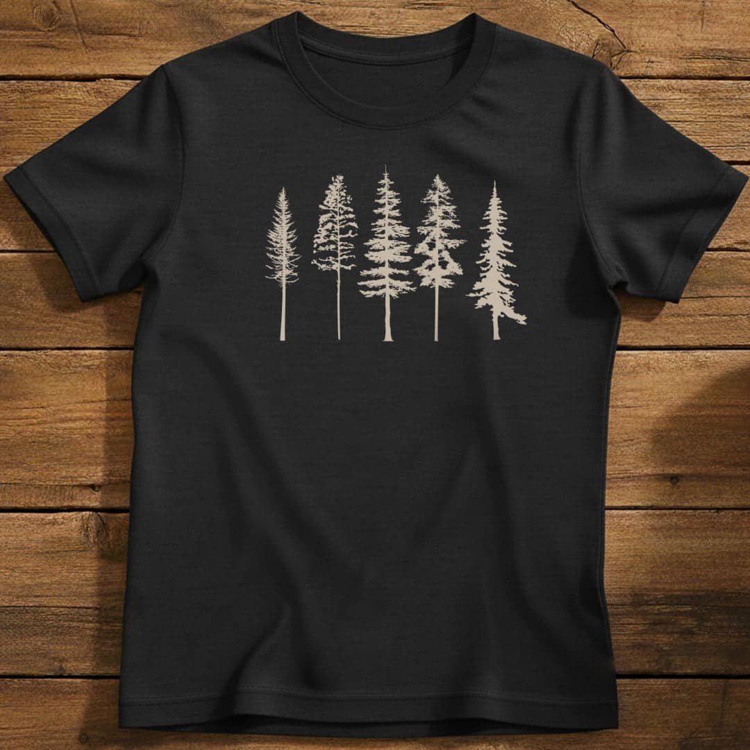 Forest Line T-Shirt In Black / S Lightweight adventure tee for outdoor lovers Perfect for hiking camping or road trips Made from soft breathable cotton for all-day comfort Ideal for nature lovers and adventurers FAYO Threads outdoor apparel remember Fun Awaits You Outside