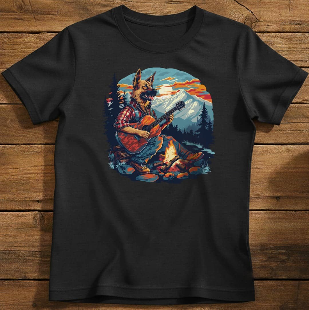 German Shepherd Country Jam T-Shirt In Black / S Lightweight adventure tee for outdoor lovers Perfect for hiking camping or road trips Made from soft breathable cotton for all-day comfort Ideal for nature lovers and adventurers FAYO Threads outdoor apparel remember Fun Awaits You Outside