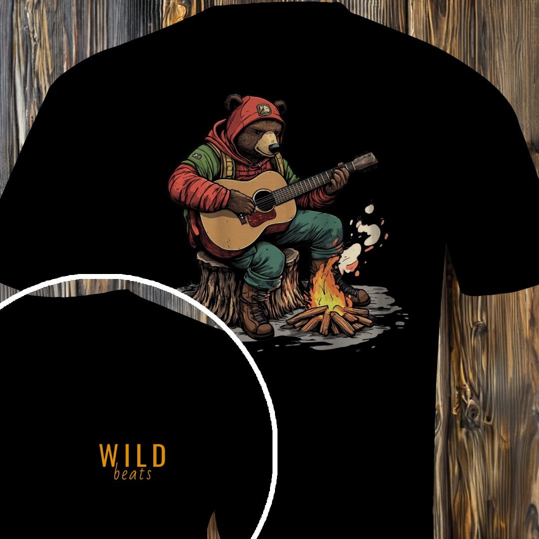 MyDesigns T-Shirt Black / S Grizzly Bear Campfire Jam T-Shirt