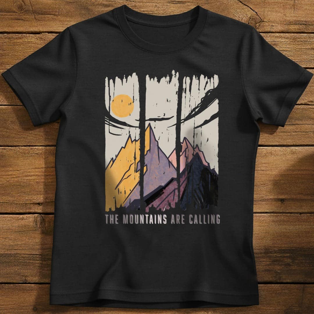 Mountains are Calling T-Shirt In Black / S Lightweight adventure tee for outdoor lovers Perfect for hiking camping or road trips Made from soft breathable cotton for all-day comfort Ideal for nature lovers and adventurers FAYO Threads outdoor apparel remember Fun Awaits You Outside