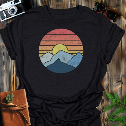 Retro Peaks T-Shirt In Black / S Lightweight adventure tee for outdoor lovers Perfect for hiking camping or road trips Made from soft breathable cotton for all-day comfort Ideal for nature lovers and adventurers FAYO Threads outdoor apparel remember Fun Awaits You Outside