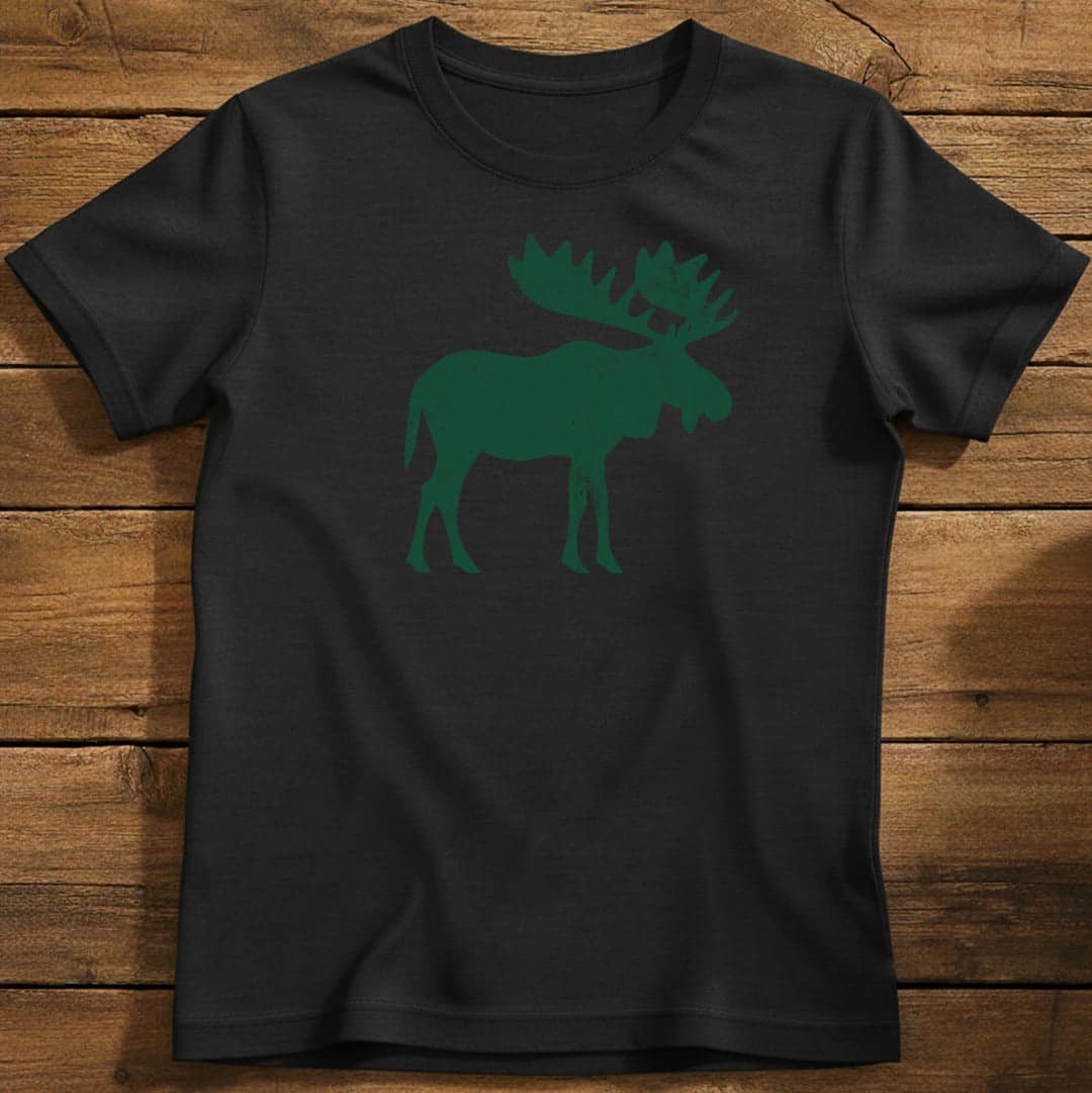 Rustic Moose T-Shirt In Black / S Lightweight adventure tee for outdoor lovers Perfect for hiking camping or road trips Made from soft breathable cotton for all-day comfort Ideal for nature lovers and adventurers FAYO Threads outdoor apparel remember Fun Awaits You Outside