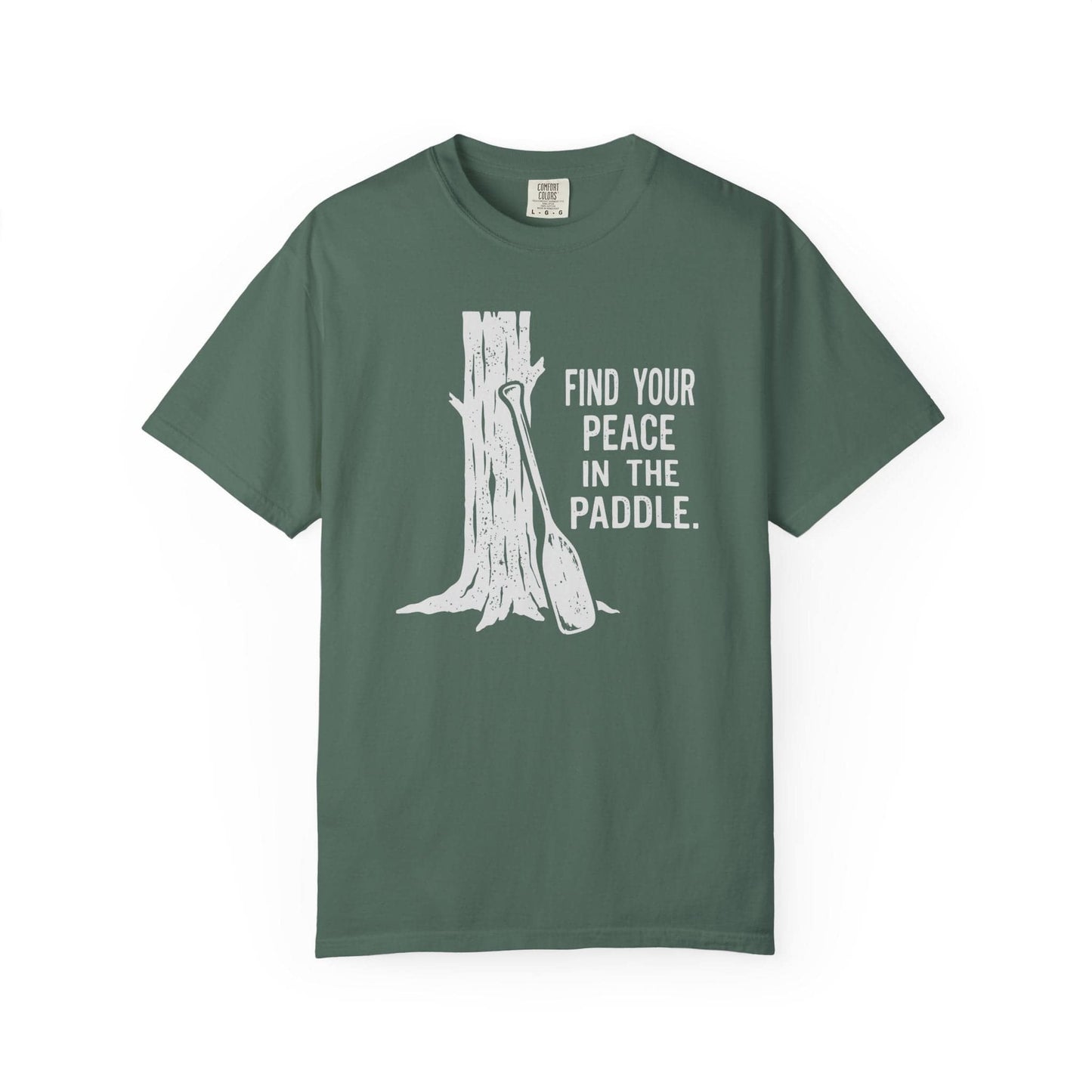 Find Peace in the Paddle T-Shirt In Blue Spruce / S Lightweight adventure tee for outdoor lovers Perfect for hiking camping or road trips Made from soft breathable cotton for all-day comfort Ideal for nature lovers and adventurers FAYO Threads outdoor apparel remember Fun Awaits You Outside